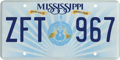 MS license plate ZFT967