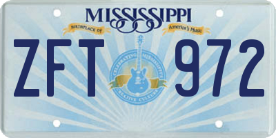 MS license plate ZFT972