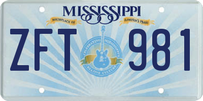 MS license plate ZFT981
