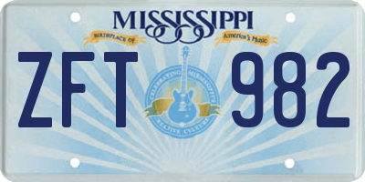 MS license plate ZFT982