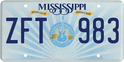 MS license plate ZFT983