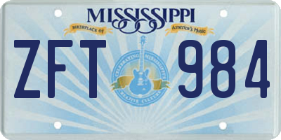 MS license plate ZFT984