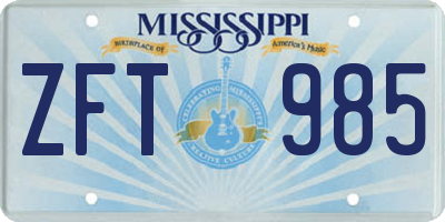 MS license plate ZFT985