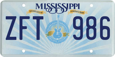 MS license plate ZFT986