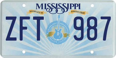 MS license plate ZFT987