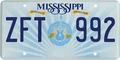 MS license plate ZFT992