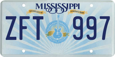 MS license plate ZFT997
