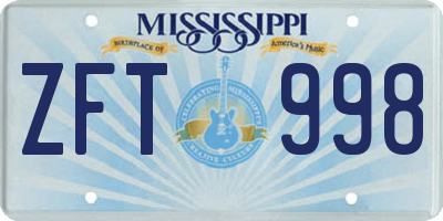 MS license plate ZFT998