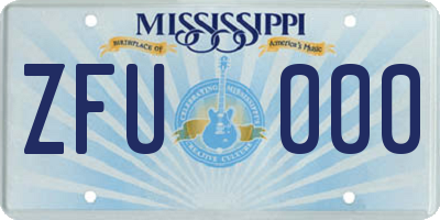 MS license plate ZFU000