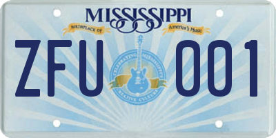 MS license plate ZFU001