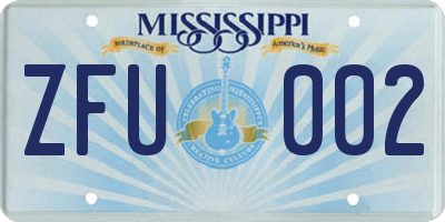 MS license plate ZFU002