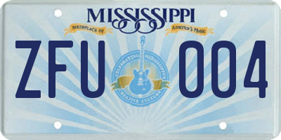 MS license plate ZFU004