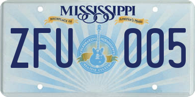 MS license plate ZFU005