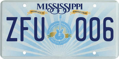 MS license plate ZFU006
