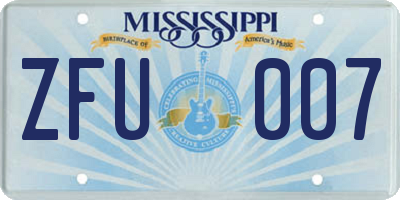 MS license plate ZFU007