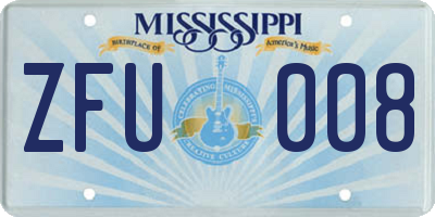 MS license plate ZFU008