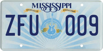 MS license plate ZFU009