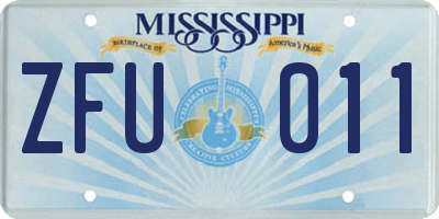 MS license plate ZFU011