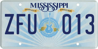 MS license plate ZFU013
