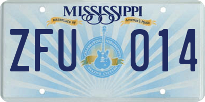 MS license plate ZFU014