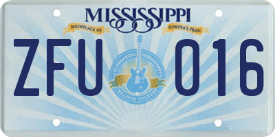 MS license plate ZFU016