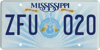 MS license plate ZFU020