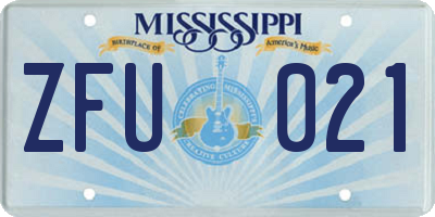 MS license plate ZFU021