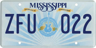 MS license plate ZFU022