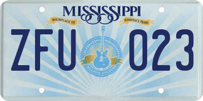 MS license plate ZFU023