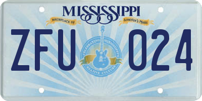 MS license plate ZFU024
