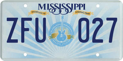 MS license plate ZFU027