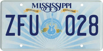MS license plate ZFU028