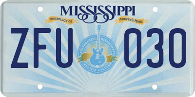 MS license plate ZFU030