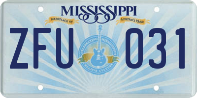 MS license plate ZFU031