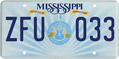 MS license plate ZFU033