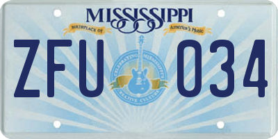 MS license plate ZFU034
