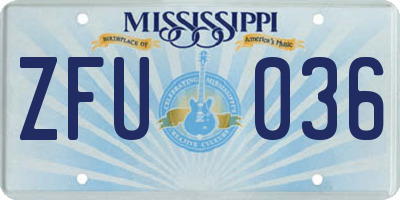 MS license plate ZFU036