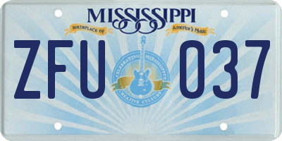 MS license plate ZFU037