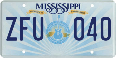 MS license plate ZFU040