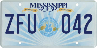 MS license plate ZFU042