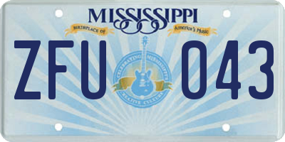 MS license plate ZFU043