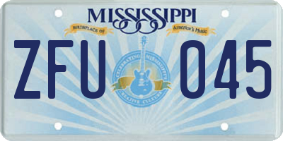 MS license plate ZFU045