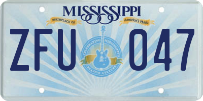 MS license plate ZFU047