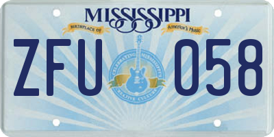 MS license plate ZFU058