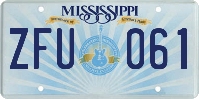 MS license plate ZFU061