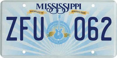 MS license plate ZFU062