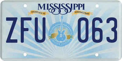 MS license plate ZFU063