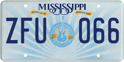MS license plate ZFU066
