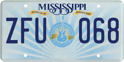 MS license plate ZFU068