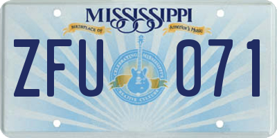 MS license plate ZFU071